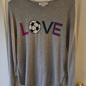 Rachel Zoe Gray 'LOVE' Soccer Graphic Sweater